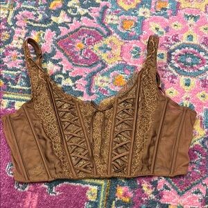 Victoria's Secret Brown Embellished Sleeveless Bustier Tank Top